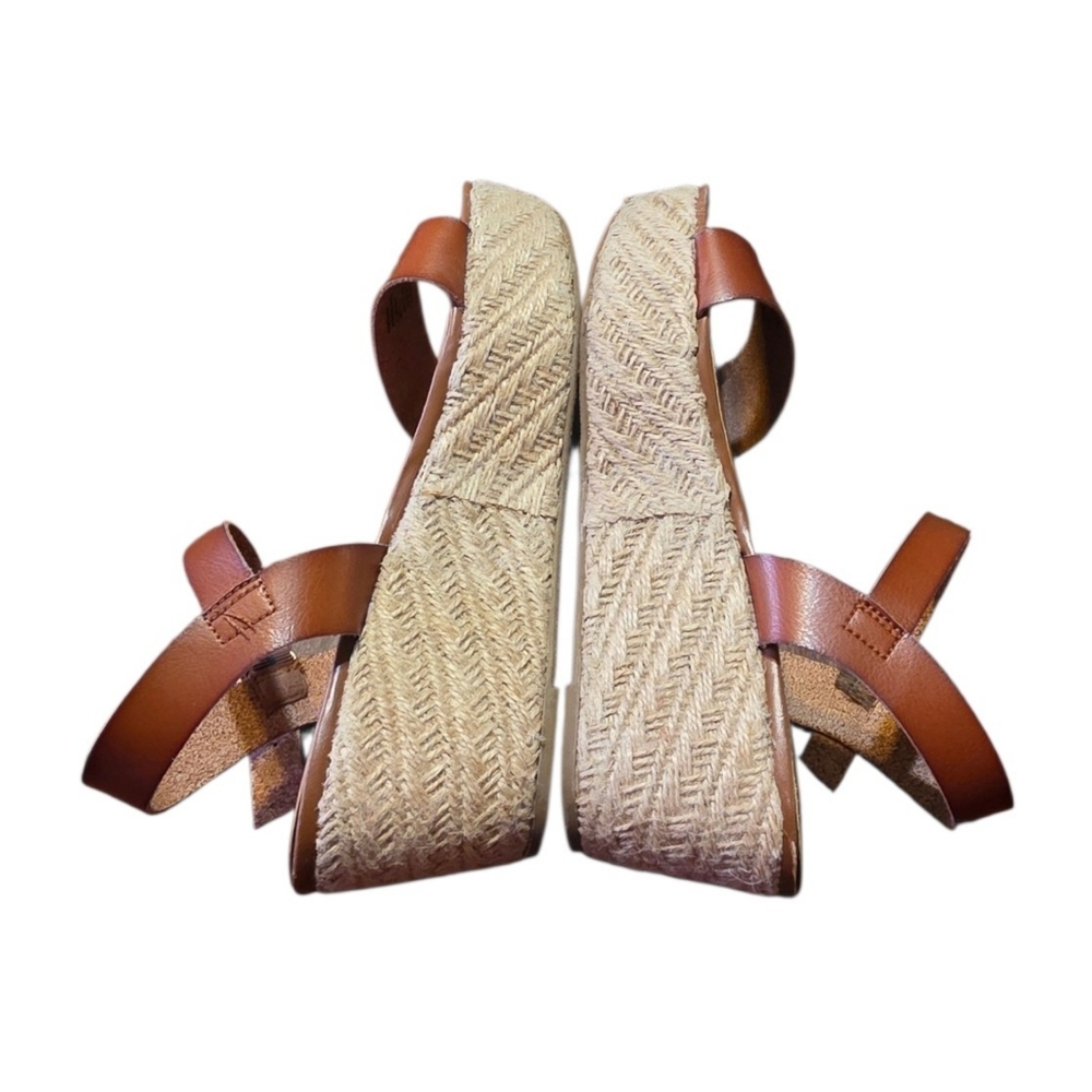 Big Buddha Jute Platform Wedge Espadrille Sandals Cognac Size 9.5 - Picture 7 of 15